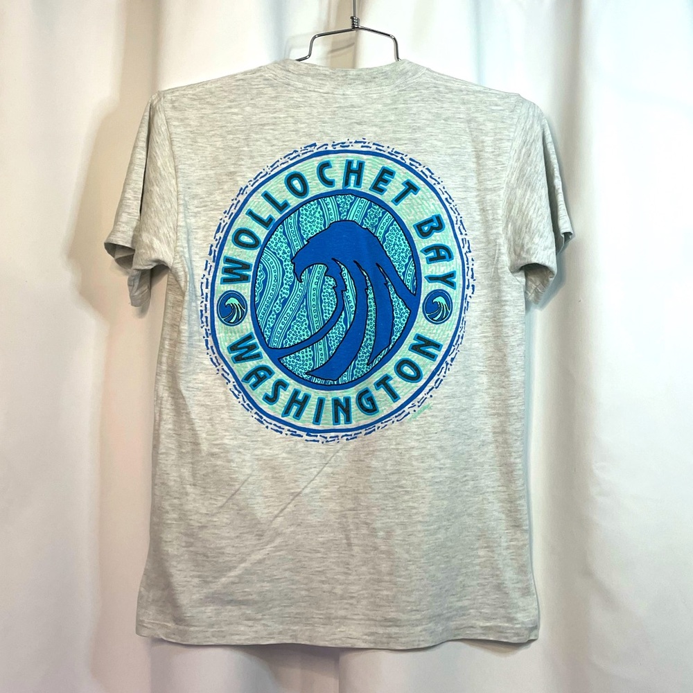 VTG Oneita Power T single stitch heather gray Wollowchet Bay WA graphic tee sz M